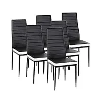 xuanyu chaise de salon avec pieds en métal ensemble de chaise de salle à manger tabouret de cuisine, lot de 6 noir-blanche chaises, 40×39×98 cm