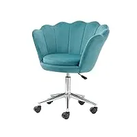 baroni home fauteuil rembourré avec roues argentées en velours, chaise de bureau à roulettes, fauteuil de bureau réglable, raffiné et confortable, tiffany, 69x71x84 cm