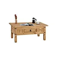 idimex table basse esteban en pin massif style mexicain avec 1 tiroir, table de salon en bois teinté/ciré avec 4 pieds
