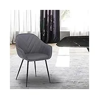 armen living trèfle chaise de salle à manger en similicuir avec pieds en métal noir, cuir synthétique, mousse bois, gris, 18" seat height