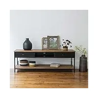 decoclico - meuble tv métal et manguier 2 tiroirs - industriel - l 141 x p 41 x h 50 cm - métal