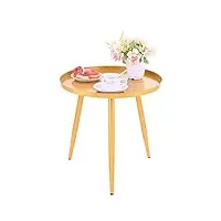 h jinhui table d'appoint ronde dorée - table basse en métal - petite table basse en métal - pour chambre à coucher, salon, table de chevet, facile à assembler - 42 x 45 cm