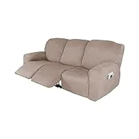 yslliom velours canapé relax sofa housse, elastique housse de canapé pour fauteuil relax antidérapant les chats et les chiens protège canapé canapé housse (3 places,taupe)