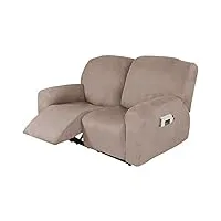 yslliom velours canapé relax sofa housse, elastique housse de canapé pour fauteuil relax antidérapant les chats et les chiens protège canapé canapé housse (2 places,taupe)