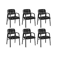 yaheetech fauteille salon chaises de visiteur siège rembourré en smilicuir fauteuil d'accueil visiteur pour bureau/salle d'attente/salle à manger 58 x 58 x 86cm charge 135 kg noir
