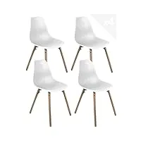 kayelles lot de 4 - chaise de cuisine scandinave design pieds bois ova (blanc)
