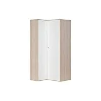 calicosy armoire d'angle 6 Étagères et 2 penderies - collection spot - made in europe - dressing d'angle - pour chambre, dressing - l100 x p105 x h210 cm