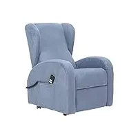 poltrone italia - fauteuil irene2 avec mécanisme d'aide au lever - vertical 2 moteurs - fauteuil de relaxation électrique réglable - bleu denim microfibre