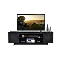 costway meuble tv pour téléviseur jusqu'à 65",support multimédia avec 2 placards et etagères de rangement ouvertes 152 x 40 x 45 cm (l x l x h) noir