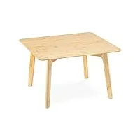 navaris table basse en bambou – table carrée avec coins ronds 51 x 51 x 31 cm design – pour salon chambre cuisine bureau entrée couloir