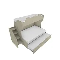 mobilfino camerette smart120 lit superposé avec lit inférieur d'une place et demie avec échelle de rangement indépendante - ecru cappuccino, avec lit amovible
