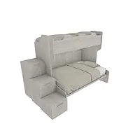 mobilfino camerette smart120g - lit superposé avec sommier de 120 places et lit 1 place supérieur, marqué à tiroirs. - chêne rock, sans lit extractible