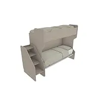 mobilfino camerette smart - lit superposé avec deuxième lit amovible avec échelle suspendue - effet tissu, sans lit amovible