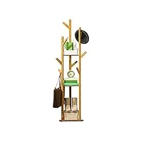 portemanteau en bambou en forme d'arbre avec crochets pour couloir, bureau, chambre à coucher, salle d'attente (165 x 40 x 40 cm)