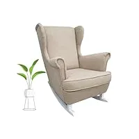 marthome fauteuil à bascule salon - fauteuil relaxant - chaise d'allaitement, chaise à bascule - fauteuil confortable pour les femmes enceintes, fauteuil scandinave en velours (beige a2)