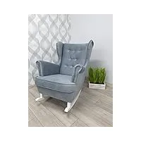 marthome fauteuil à bascule salon - fauteuil relaxant - chaise d'allaitement, chaise à bascule - fauteuil confortable pour les femmes enceintes, fauteuil scandinave en velours (gris)