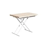 pegane table basse relevable rectangulaire extensible coloris chêne/pieds blanc - longueur 100 x largeur 50-100 cm