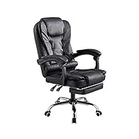 fauteuil de bureau chaise en cuir pu pour ordinateur hauteur réglable avec repose-pied, 50 x 45 x (111-121) cm (black)