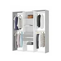 habitdesign 0 armoire-dressing, bois d'ingénierie, blanc (artik y gris ciment), grande