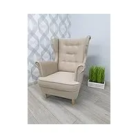 marthome fauteuil rembourré avec repose pieds fauteuil de salon, fauteuil en tissu - fauteuil de relaxation chaise pour femmes enceintes - fauteuil scandinave (beige c02,)