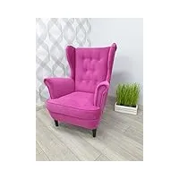 marthome fauteuil rembourré avec repose pieds fauteuil de salon, fauteuil en tissu - fauteuil de relaxation chaise pour femmes enceintes - fauteuil scandinave (rose c10,)