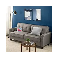 zinus sayan sofa avec ports usb | style années 50 | montage facile et sans outils | coussins capitonnés | accoudoirs arrondis | sofa dans une boîte | gris sable