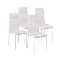 xuanyu chaise de salon avec pieds en métal ensemble de chaise de salle à manger tabouret de cuisine, lot de 4 blanche chaises, 42×48×98 cm