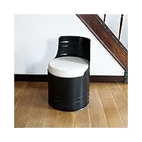 barak 7 - fauteuil industriel bidon noir, style indus, chaise de bar vintage