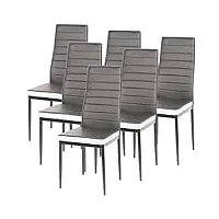 xuanyu chaise de salon avec pieds en métal ensemble de chaise de salle à manger tabouret de cuisine, lot de 6 gris-blanche chaises, 40×39×98 cm