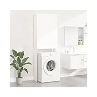 vidaxl meuble pour machine à laver armoire haute de rangement armoire à lave-linge présentoir buanderie intérieur blanc 64x25,5x190 cm
