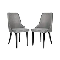 costway lot de 2 chaises de salle à manger avec cadre en métal, dossier ergonomique et coussin rembourré, charge max 120kg, 47,5 x 59 x 90,5 cm, pour salle à manger/cuisine/restaurant, gris