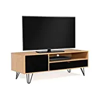 idmarket - meuble tv 113 cm vintage noemi 1 porte 1 tiroir bois pied épingle