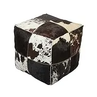 pouf artisanal marocain rom coussin de sol carré en cuir patchwork repose-pied avec rembourrage h6030 casa moro