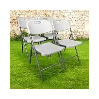 skylantern lot 4 chaise pliable blanches 44x46x50 cm - 4x chaise pliante noire robuste - lot de 4 chaise pliante confortable pratique pour jardin, mariage, camping