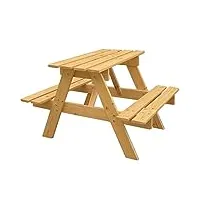timbela m012-1 table enfant en bois – table et chaise - salon de jardin 81x60xh50 cm - table picnic pour l'extérieur ou à l'intérieur