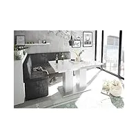 mystylewood olga banc d'angle vintage noir avec table à colonnes blanc banc de cuisine rembourré en cuir synthétique facile d'entretien armature en bois solide 142 x 196 l