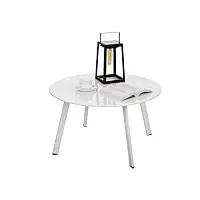 fokebel table d'appoint, ronde, en métal, basse, avec pieds réglables, pour jardin, canapé, blanche, diamètre x hauteur : 70 x 40 cm