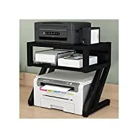 meuble imprimante support de support d'imprimante de bureau de bureau, support de table d'étagère en copieur multifonction de bureau, support de fax avec cadre en métal 2 niveaux caisson bureau
