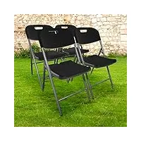 skylantern lot 4 chaise pliable noires 44x46x50 cm - 4x chaise pliante noire robuste - lot de 4 chaise pliante confortable pratique pour jardin, mariage, camping