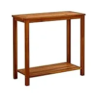 vidaxl bois d'acacia solide table console de jardin table d'appoint table de patio meuble de terrasse table d'extérieur 80x35x75 cm