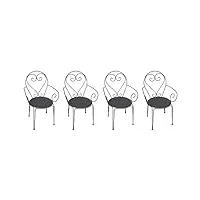 vente-unique - lot de 4 fauteuils de jardin empilables en métal façon fer forgé - anthracite - guermantes de mylia