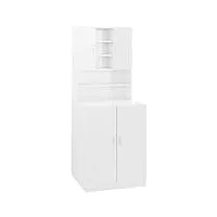 vidaxl meuble pour machine à laver armoire haute de rangement armoire à lave-linge présentoir buanderie salle de bain intérieur blanc brillant