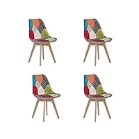grandca home lot de 4 chaises, chaise de salle à manger,chaise scandinave patchwork,adapté au salon et à la salle à manger(rouge-4)
