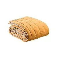 vivaraise – chemin de lit elise – 90x240 cm – couvre lit 100% coton – garnissage polyester moelleux – tissu doux et chaud – couette matelassée réversible - bicolore