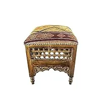 artigianato vulcano chaise, tabouret, pouf marocain en bois et tissu.
