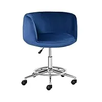 vinsetto chaise de bureau ergonomique hauteur réglable pivotante piètement chromé revêtement velours grand confort bleu roi