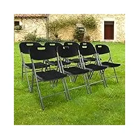 skylantern lot 8 chaise pliable noires 44x46x50 cm - 8x chaise pliante noire robuste - lot de 8 chaise pliante confortable pratique pour jardin, mariage, camping