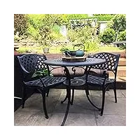 lazy susan salon de jardin: 80 cm table anna ronde en bronze ancien avec 2 chaises kate en aluminium résistant aux intempéries | facile à assembler