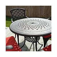 lazy susan salon de jardin: 80 cm table anna ronde en bronze ancien avec 2 chaises emma en aluminium résistant aux intempéries | facile à assembler