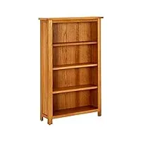 vidaxl bois de chêne massif bibliothèque à 4 niveaux etagère à livres meuble de rangement armoire à livres etagère sur pied intérieur 70x22x110 cm